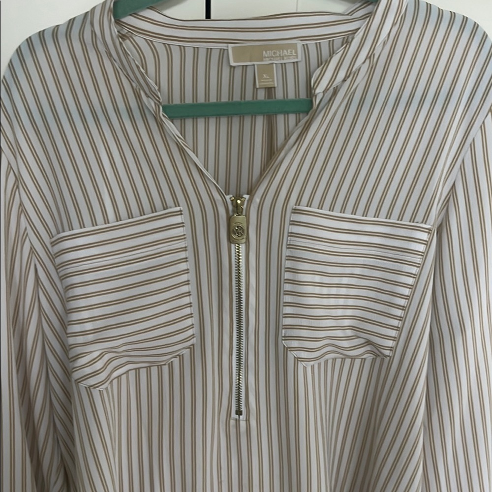 Michael Kors Striped Women's Top - Cream and Brown